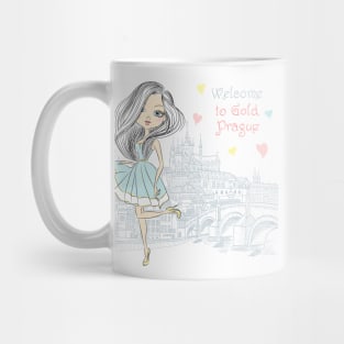 Cute girl in Prague Mug